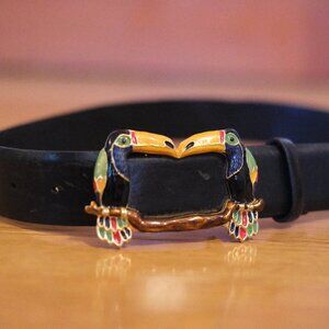 Vintage Women's Belt with Toucan Detail